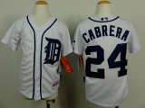 MLB Detroit Tigers #24 Cabrera White Youth Jersey