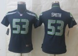 Women Nike Seattle Seahawks 53 Smith Blue Limited Jerseys