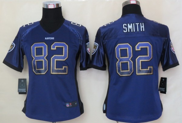 Women 2013 NEW Nike Baltimore Ravens 82 Smith Drift Fashion Purple Elite Jerseys