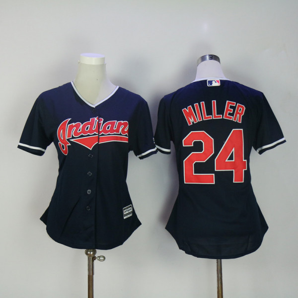 MLB Cleveland Indians #24 Miller Blue Women Jersey