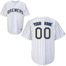 Personalized Alternate Home Milwaukee Brewers Jersey in White