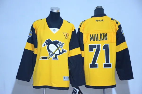 NHL Pittsburgh Penguins #71 Malkin Classic Yellow Kids Jersey