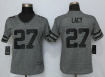 Women New Nike Green Bay Packers 27 Lacy Gridiron Gray Limited Jersey