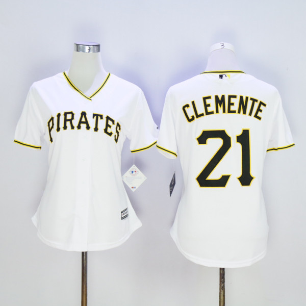 Women MLB Pittsburgh Pirates #21 Clemente White Jersey