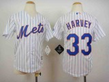 Kids MLB New York Mets #33 Harvey White Pinstripe Jersey