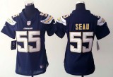 Women San Diego Chargers #55 Seau Blue Jersey