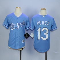 MLB Kansas City Roylas #13 Perez L.Blue Kids Jersey