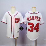 MLB Washington Nationals #34 Harper Youth White Jersey