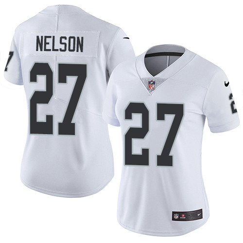 Womens NFL Oakland Raiders #27 Reggie Nelson White Vapor Limited Jersey