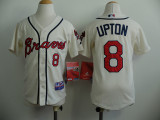 MLB Atlanta braves #8 Upton Cream Youth Jersey