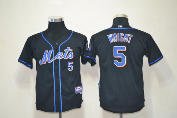 MLB New York Mets #5 Wright Kids Jersey - Black