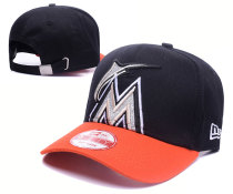 MLB Miami Marlins Black Snapback Hats--GS