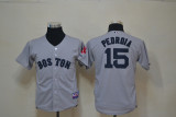 MLB Boston Red Sox #15 Pedroia Kids Jersey Grey