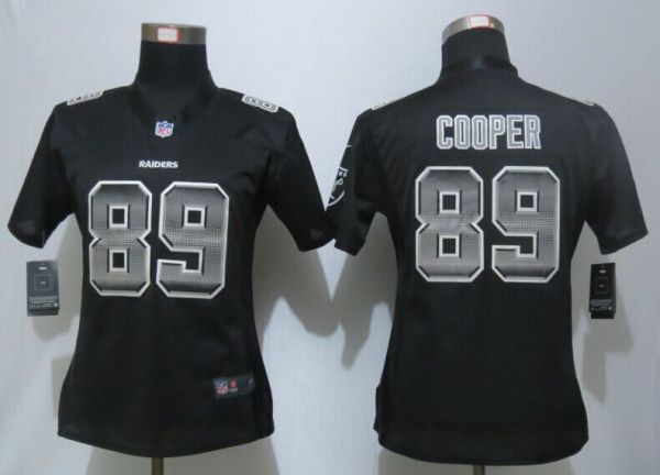 Women New Nike Oakland Raiders 89 Cooper Black Strobe Elite Jersey