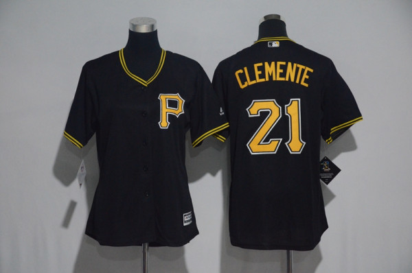 Women MLB Pittsburgh Pirates #21 Clemente Black Jersey