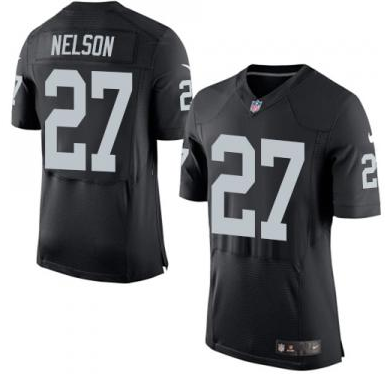 Men's Nike Oakland Raiders #27 Reggie Nelson Elite Black Team Color NFL Jersey