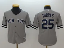 MLB Yankees 25 Gleyber Torres Gray Cool Base Youth Jersey