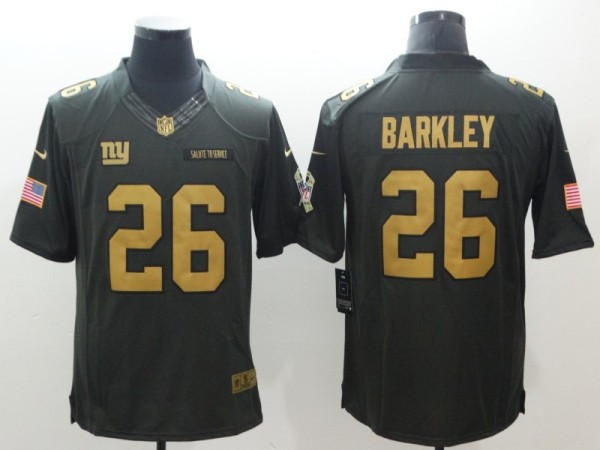 Men's New York Giants #26 Barkley 2018 Gold Salute To Service Stitched NFL Nike Limited Jersey