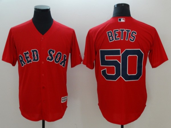 MLB Boston Red Sox #50 Mookie Betts Red Game Jersey