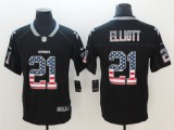 Nike 2018  Dallas Cowboys #21 Elliott USA Flag Fashion Black Color Rush Limited Jersey