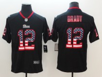 Nike 2018 New England Patriots 12 Brady USA Flag Fashion Black Color Rush Limited Jersey