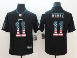 Nike 2018 Philadelphia Eagles #11 Wentz USA Flag Fashion Black Color Rush Limited Jersey