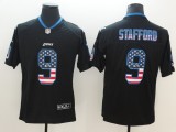 Nike 2018 Detriot Lions #9 Stafford USA Flag Fashion Black Color Rush Limited Jersey