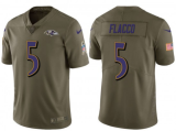 Mens Baltimore Ravens #5 Flacco Olive Salute to Service Limited Jersey