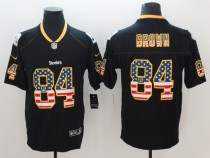 Nike 2018 Pittsburgh Steelers #84 Brown USA Flag Fashion Black Color Rush Limited Jersey