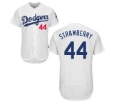 Men's Los Angeles Dodgers #44 Darryl Strawberry White Elite Stitched MLB Majestic Jersey