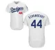 Men's Los Angeles Dodgers #44 Darryl Strawberry White Elite Stitched MLB Majestic Jersey