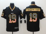 Nike 2018 Pittsburgh Steelers 19 Smith-schuster USA Flag Fashion Black Color Rush Limited Jersey