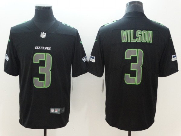 NFL 2018 Seattle Seahawks #3 Wilson Fashion Impact Black Color Rush Limited Jersey