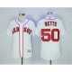 MLB Red Sox 50 Mookie Betts White Game Base Men Jersey