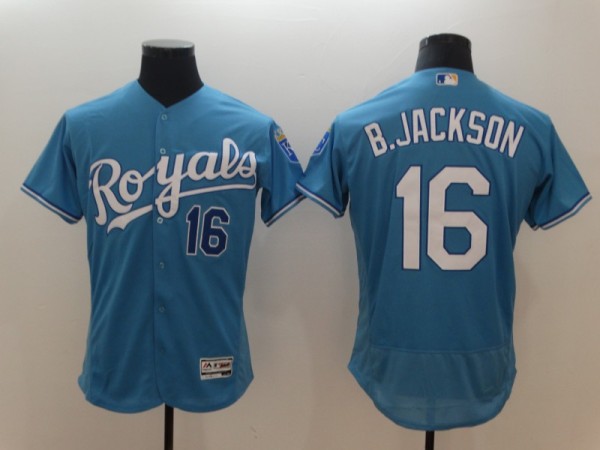 MLB Kansas City Royals #16 B.Jackson Stitched Elite Light Blue Jersey