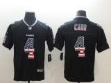 Nike 2018 Oakland Raiders 4 Carr USA Flag Fashion Black Color Rush Limited Jersey