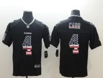 Nike 2018 Oakland Raiders 4 Carr USA Flag Fashion Black Color Rush Limited Jersey