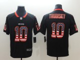 Nike 2018 Chicago Bears 10 Trubisky USA Flag Fashion Black Color Rush Limited Jersey