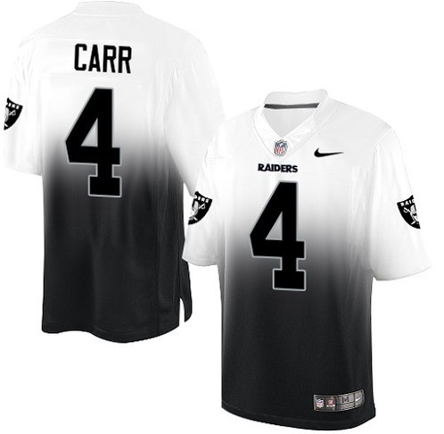 Nike Oakland Raiders #4 Derek Carr White/Black Fadeaway Elite Jersey