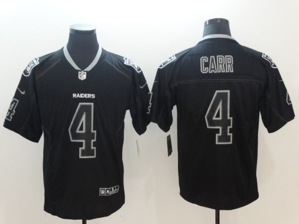 NFL 2018 Oakland Raiders #4 Derek Carr Lights Out Black Color Rush Limited Jersey