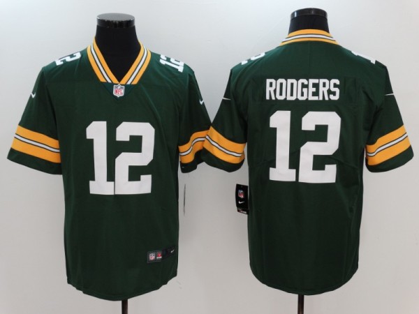 New Nike Green Bay Packers 12 Rodgers Green 2017 Vapor Untouchable Limited Jersey