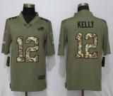 Nike 2018 Buffalo Bills #12 Jim Kelly Olive/Camo Salute to Service Color Rush Limited Jersey