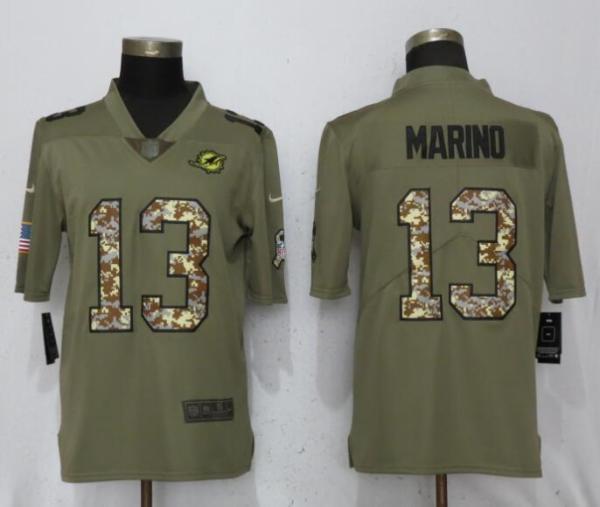 Nike 2018 Miami Dolphins #13 Marino Olive/Camo Salute to Service Color Rush Limited Jersey