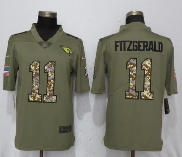 Nike 2018 Arizona Cardinals #11 Fitzgerald Olive/Camo Salute to Service Color Rush Limited Jersey