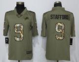 Nike 2018 Detriot Lions #9 Stafford Olive/Camo Salute to Service Color Rush Limited Jersey