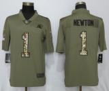 Nike 2018 Carolina Panthers #1 Newton Olive/Camo Salute to Service Color Rush Limited Jersey