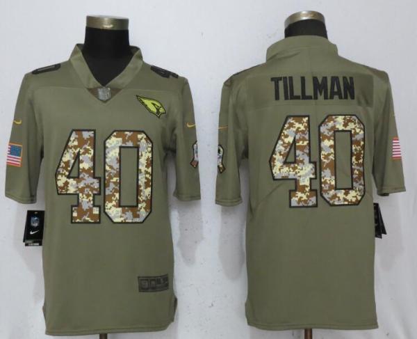 Nike 2018 Arizona Cardinals #40 Tillman Olive/Camo Salute to Service Color Rush Limited Jersey