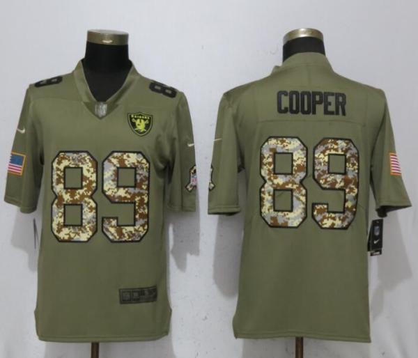 New Nike Oakland Raiders 89 Cooper Olive/Camo Carson 2018 Salute to Service Limited Jersey