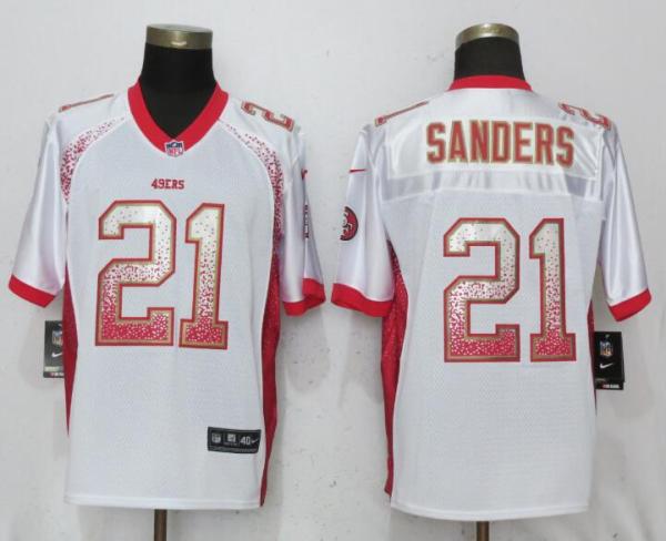 NEW Nike San Francisco 49ers 21 Sanders Drift Fashion White Elite Jersey