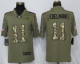 New Nike New England Patriots 11 Edelman Olive/Camo Carson 2018 Salute to Service Limited Jersey
